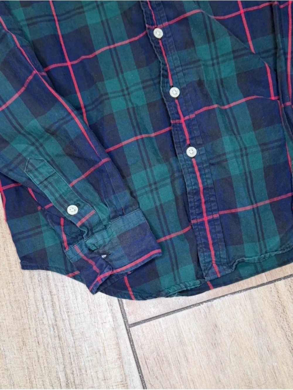 Ralph Lauren Blackwatch Plaid Button-Down Shirt Green Blue Red Kids M 12/14